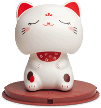 Décoration chat porte-bonheur avec une tête mobile – yeux fermés